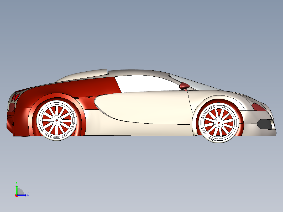 solidworks 布加迪跑车3D模型左视图