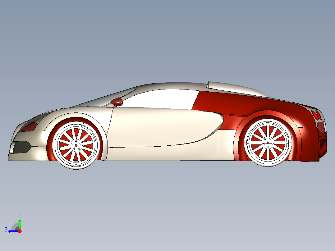 solidworks 布加迪跑车3D模型右视图