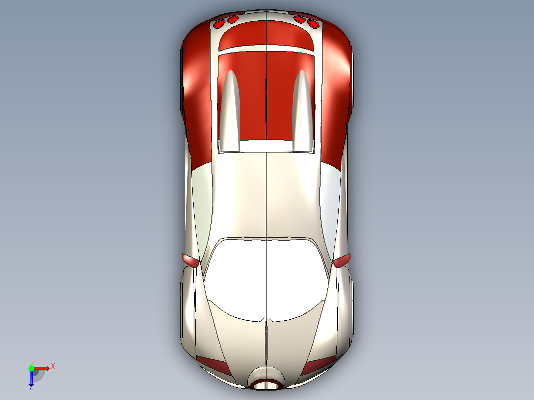 solidworks 布加迪跑车3D模型俯视图