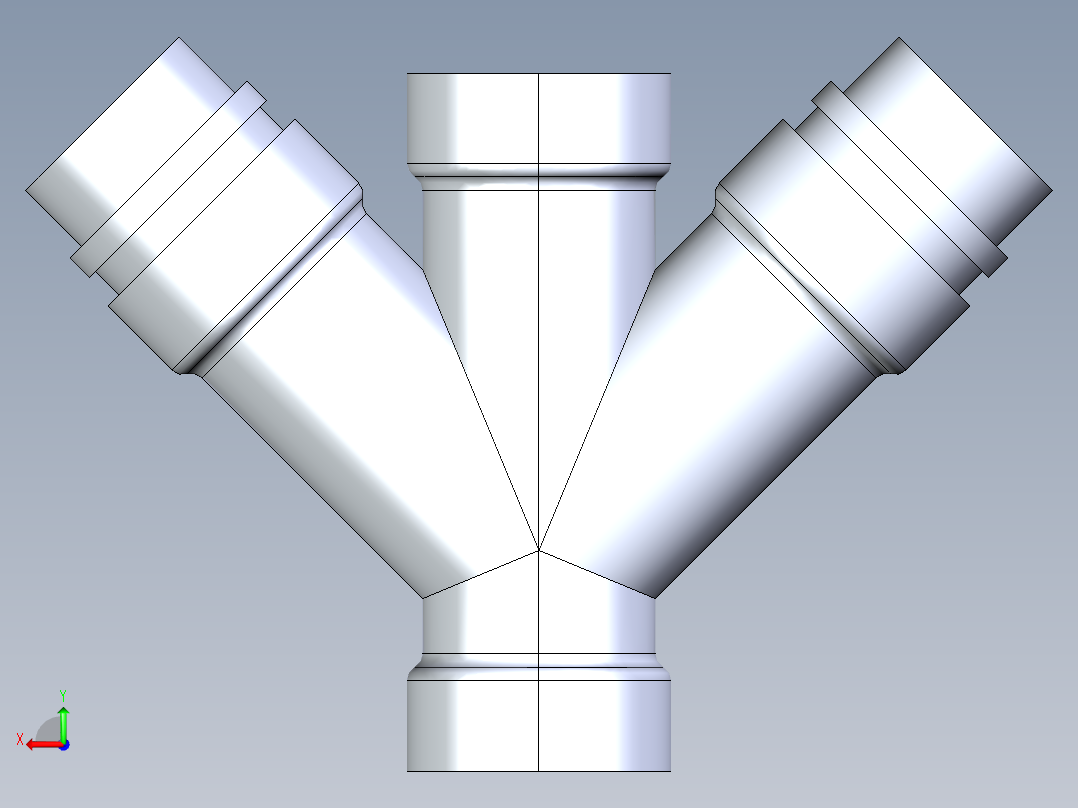 船舶管路系统S8_SeaDrainPLUS_DoubleReducingWye-SxSxSxS_37E263530_2x2x1-1-2x1-1-2in Sea Drain Plus - Double Reducing Wye - SxSxSxS后视图