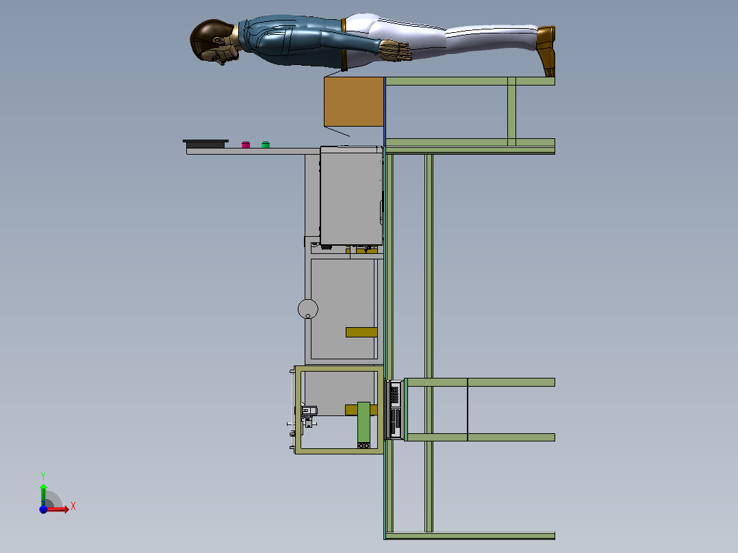 半自动人工装箱设备sw18可编辑前视图