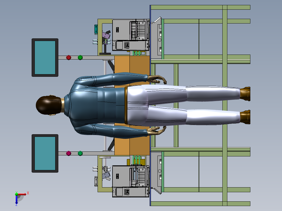 半自动人工装箱设备sw18可编辑俯视图