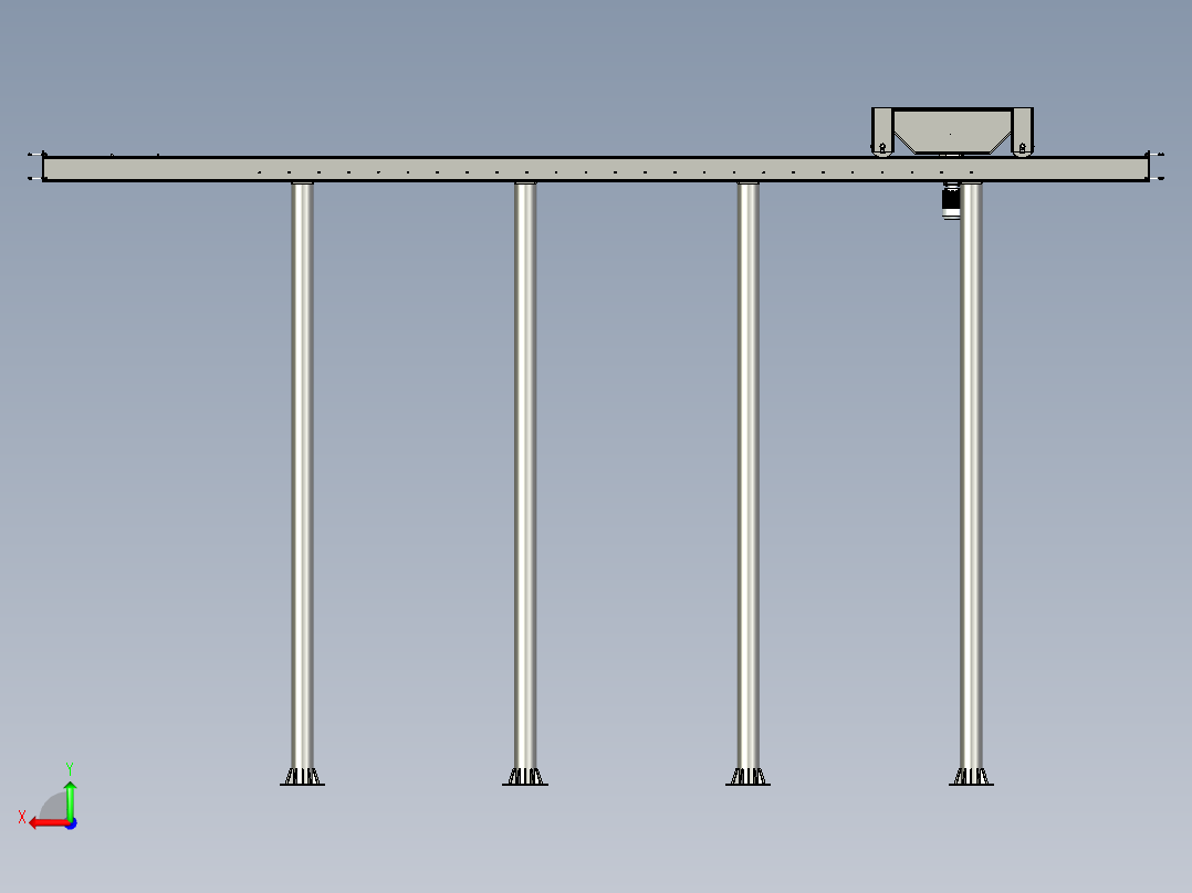 大型龙门桁架移动设备设计后视图