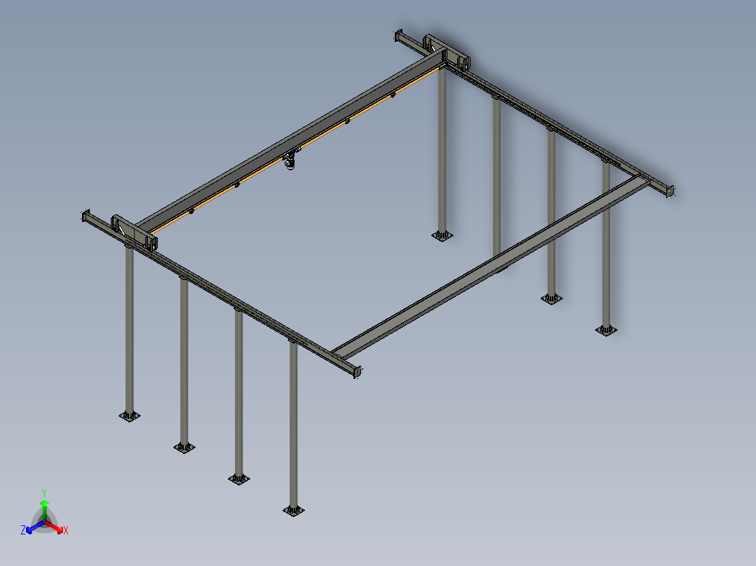 大型龙门桁架移动设备设计正等轴测图