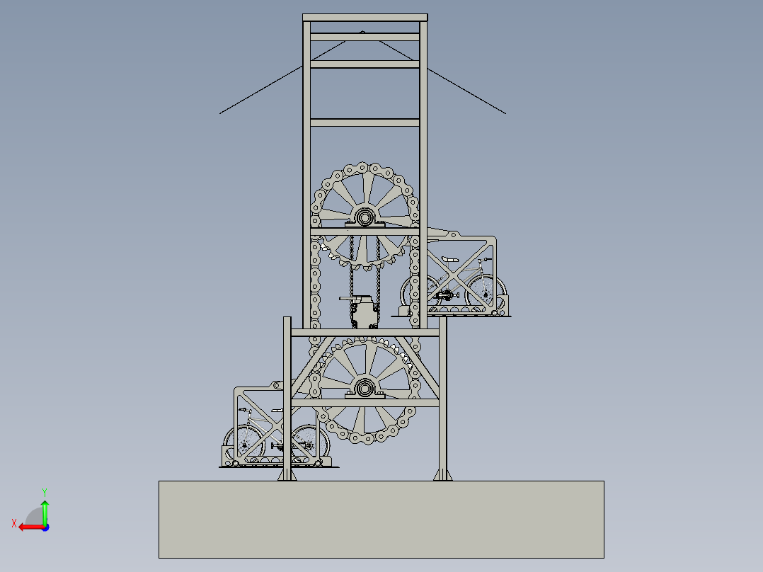 入口多车道智能自行车车库后视图