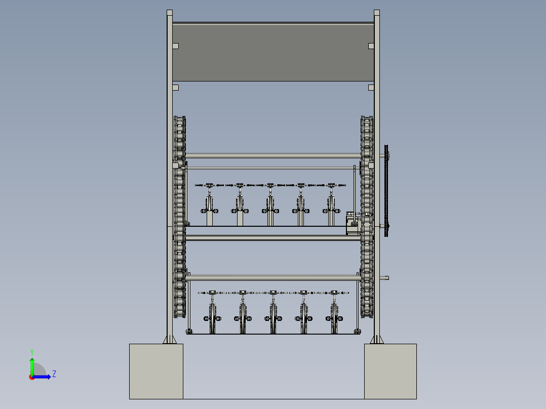 入口多车道智能自行车车库左视图
