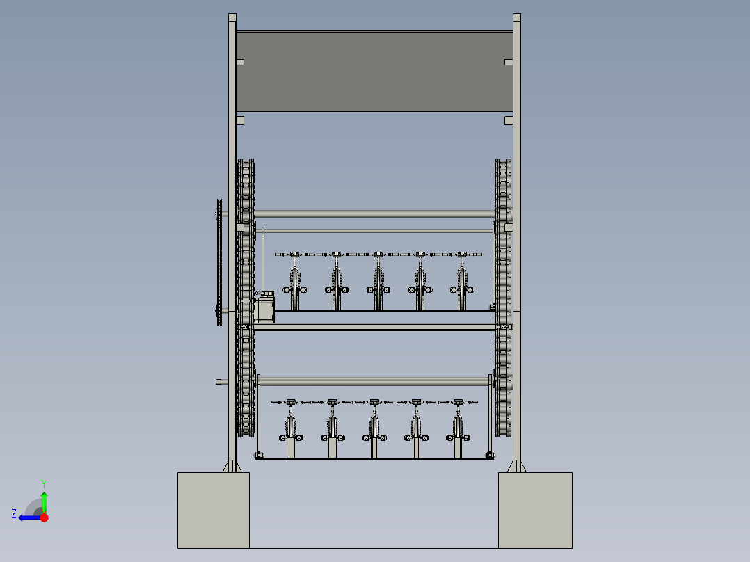 入口多车道智能自行车车库右视图