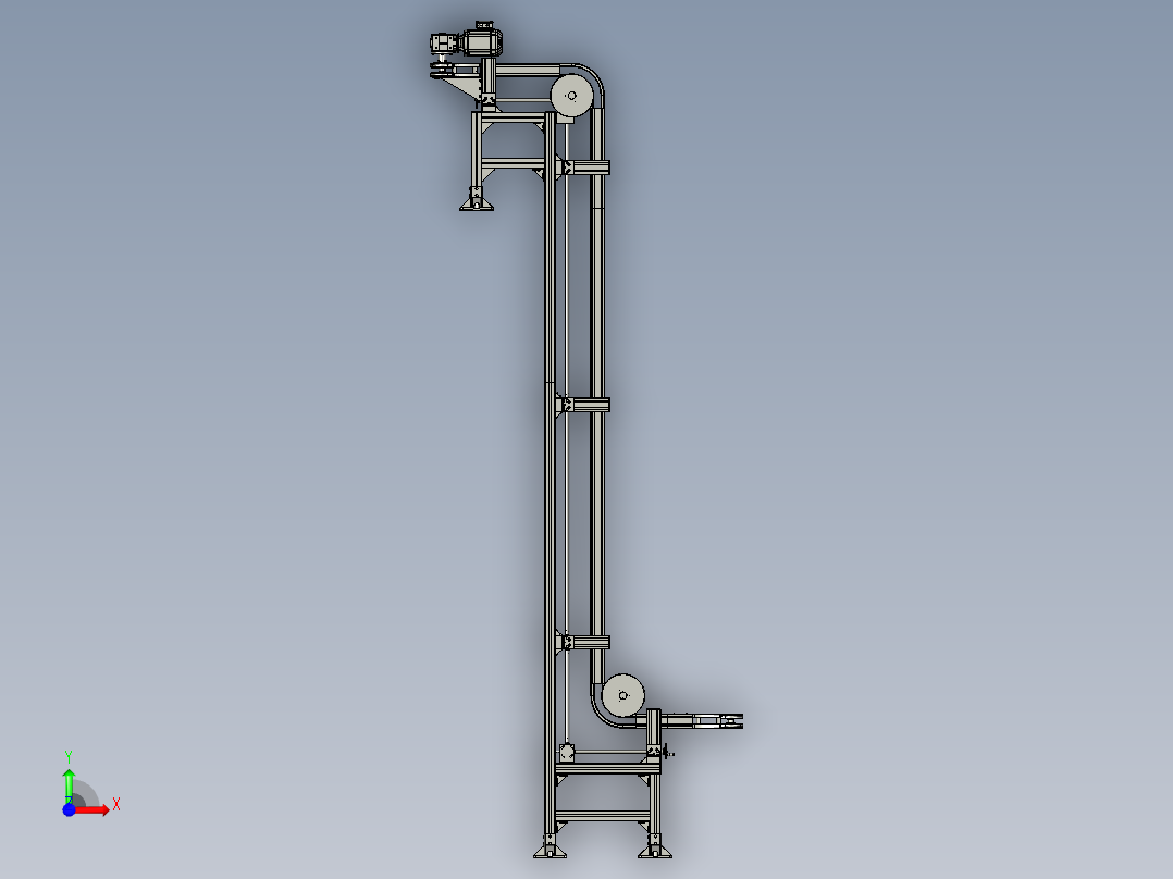 制药机械的瓶子提升装置前视图