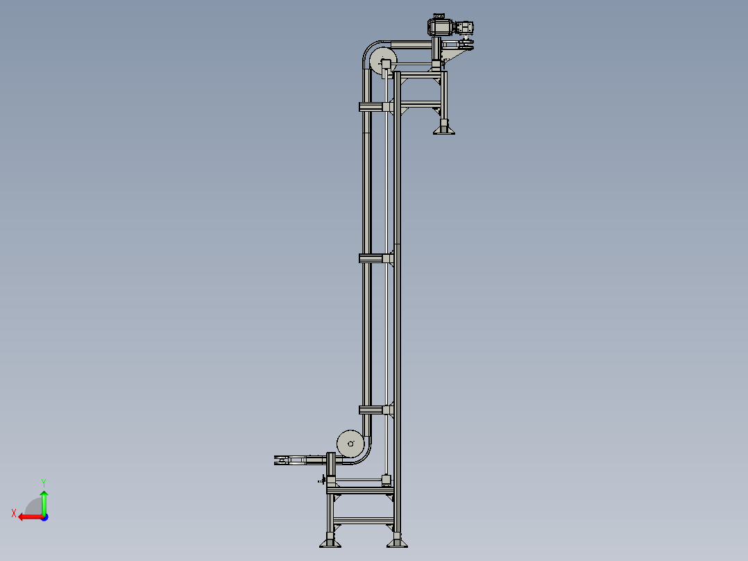 制药机械的瓶子提升装置后视图