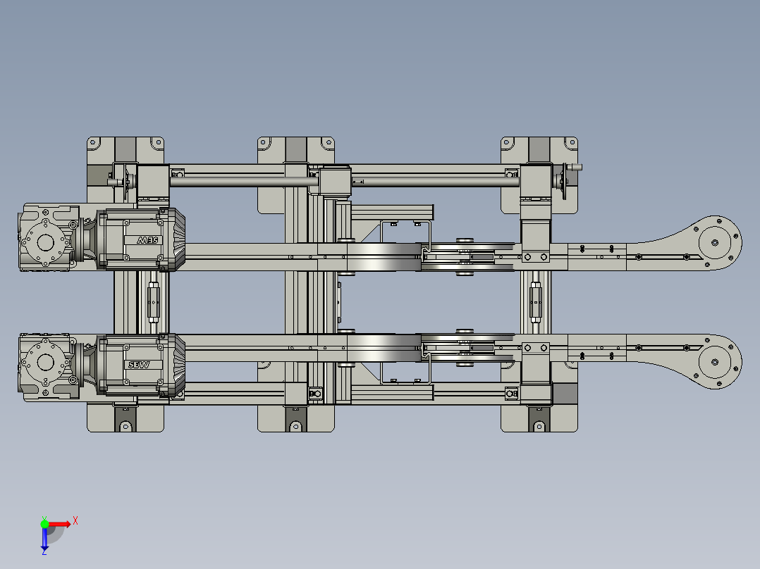 制药机械的瓶子提升装置俯视图