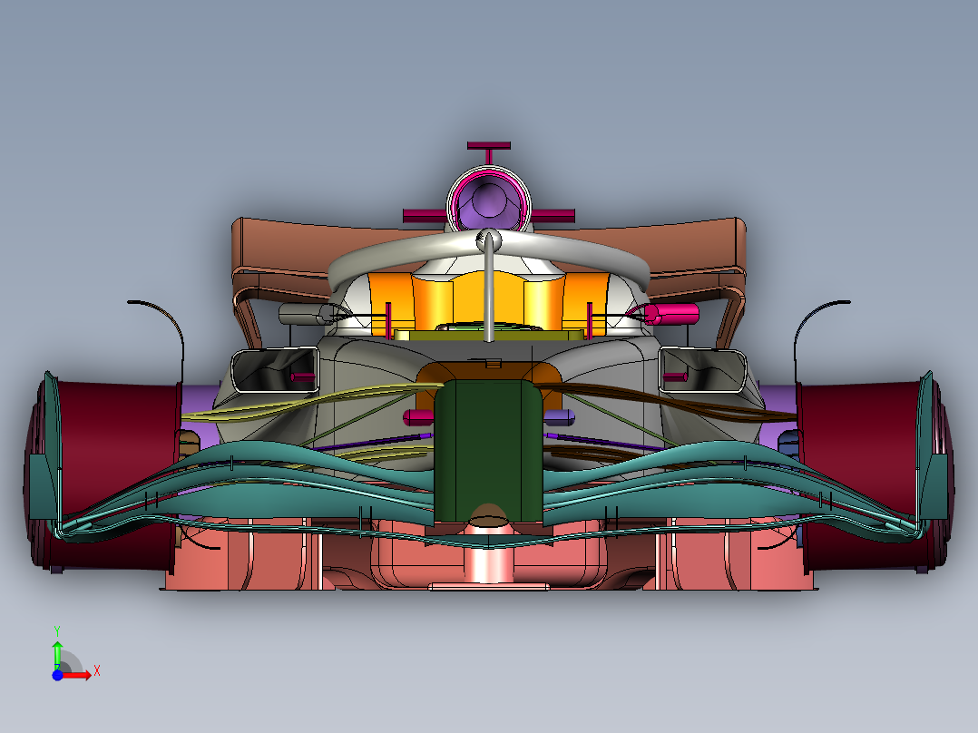 未来空气动力学风动设计赛车前视图