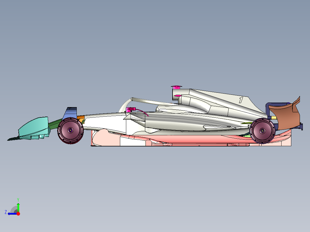 未来空气动力学风动设计赛车右视图