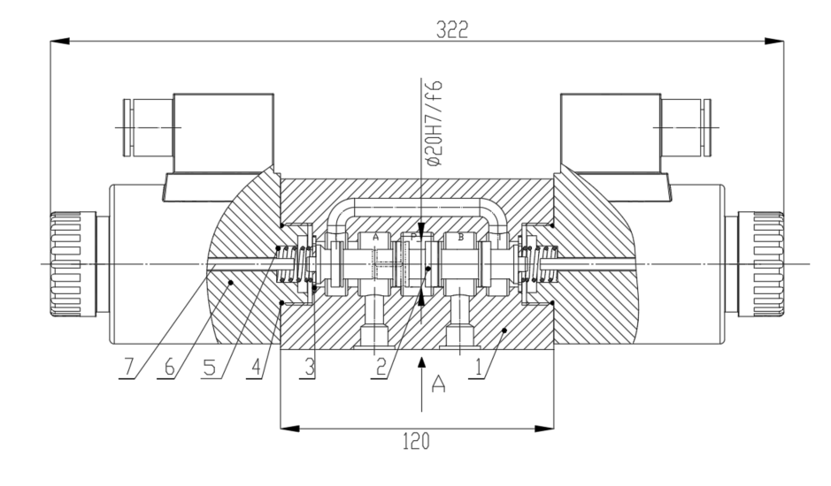 10通径三位四通电磁换向阀K型4凸肩（CAD+说明书）