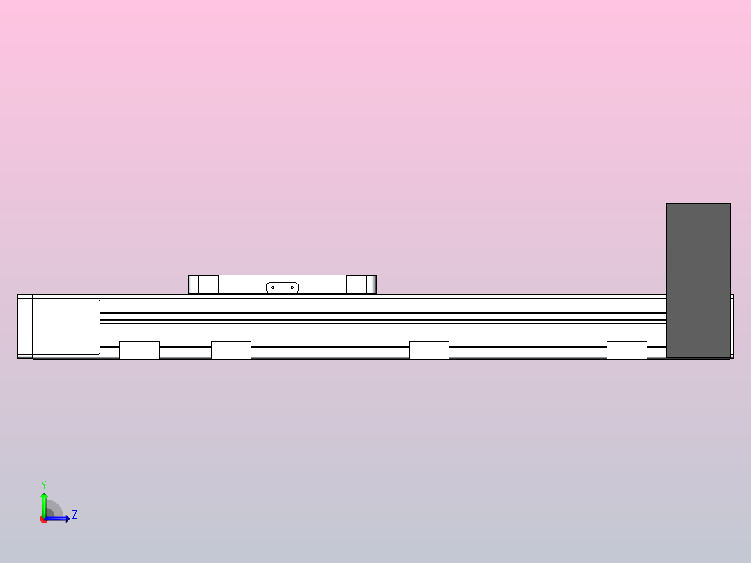 DMEB65-RUCR欧规同步带模组直线模组（电机右上折）[DMEB65-L15S350-DT400-C2U-RUCR]左视图
