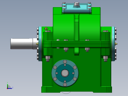 普通蜗轮蜗杆变速箱3D模型图纸 SOLIDWORKS设计左视缩略图