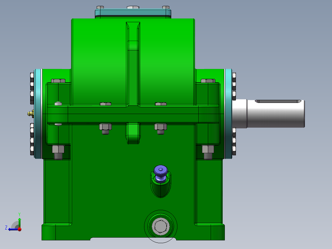 普通蜗轮蜗杆变速箱3D模型图纸 SOLIDWORKS设计右视图