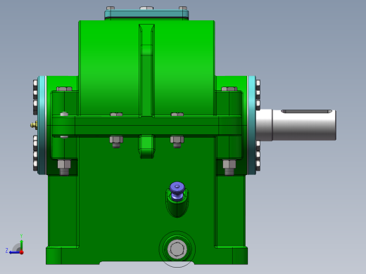 普通蜗轮蜗杆变速箱3D模型图纸 SOLIDWORKS设计右视缩略图