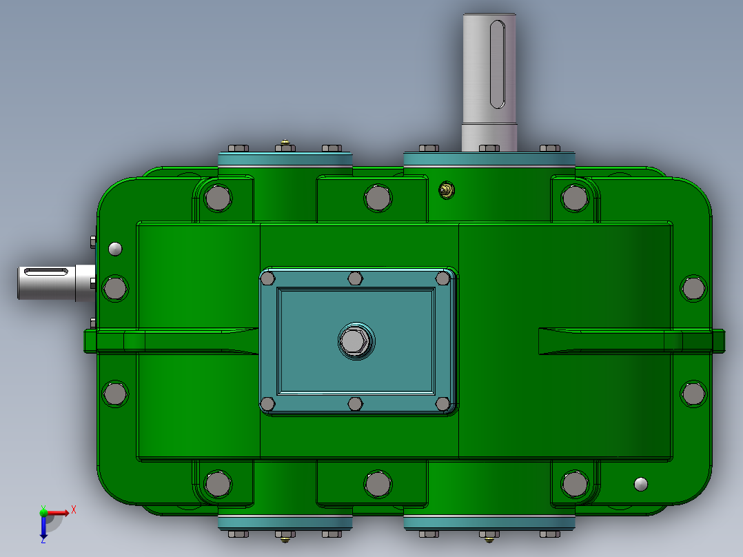 普通蜗轮蜗杆变速箱3D模型图纸 SOLIDWORKS设计俯视图