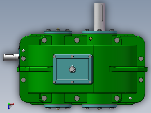 普通蜗轮蜗杆变速箱3D模型图纸 SOLIDWORKS设计俯视缩略图