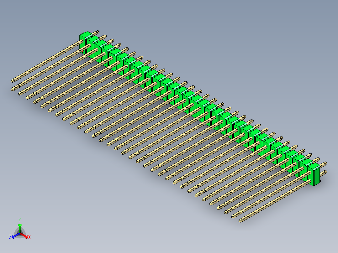 彩色公头100mil（2.54mm）系列-DS1021_green_2x32p_100mil_Type43_rev1.0主视图