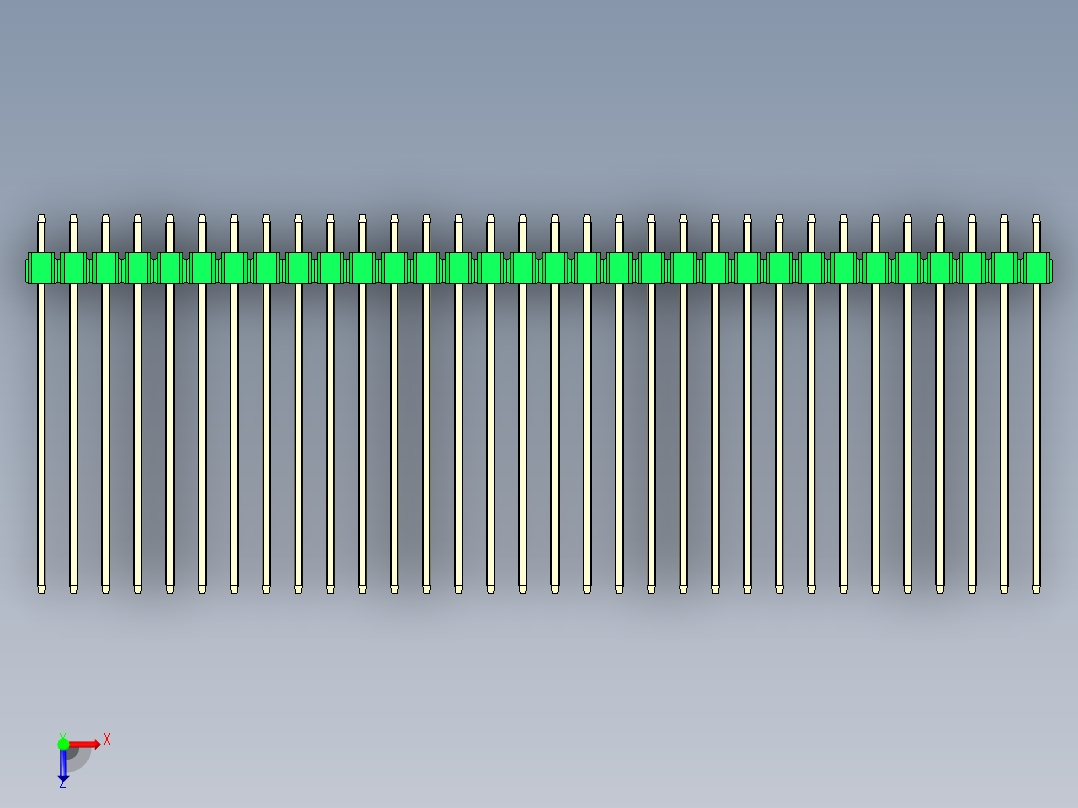 彩色公头100mil（2.54mm）系列-DS1021_green_2x32p_100mil_Type43_rev1.0俯视图