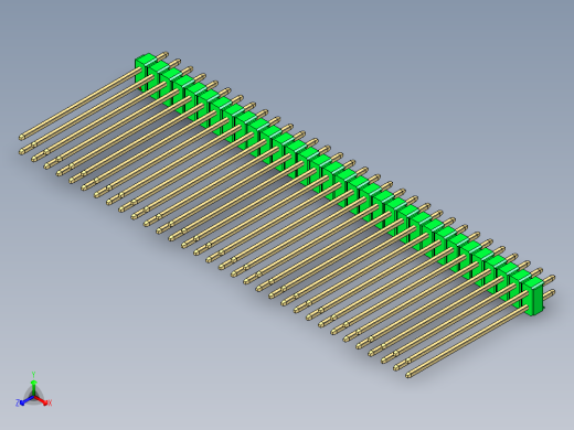 彩色公头100mil（2.54mm）系列-DS1021_green_2x32p_100mil_Type43_rev1.0正等轴测缩略图