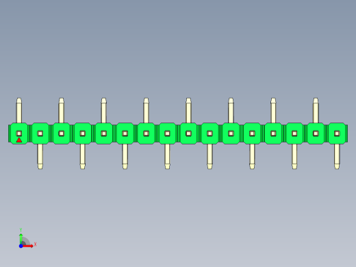 彩色公排针 100mil 2.54mm 系列-DS1022_green_16p_100mil_Type_SMT_R1_rev1.0前视缩略图