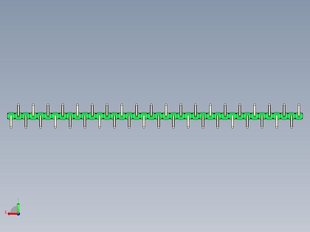 彩色公排针 100mil 2.54mm 系列-DS1022_green_40p_100mil_Type_SMT_R1_rev1.0后视图