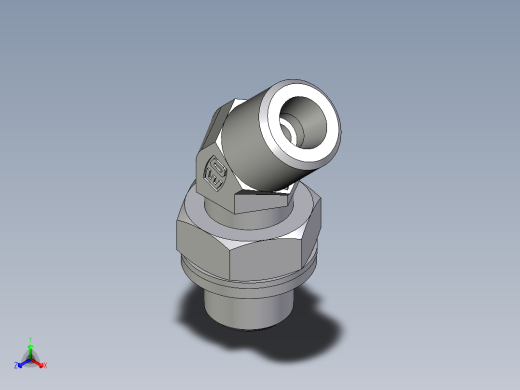 卡套式工业通用硬管接头EO_Adjustable_locknut_45_deg_elbow_VEE06SROMDCF正等轴测缩略图