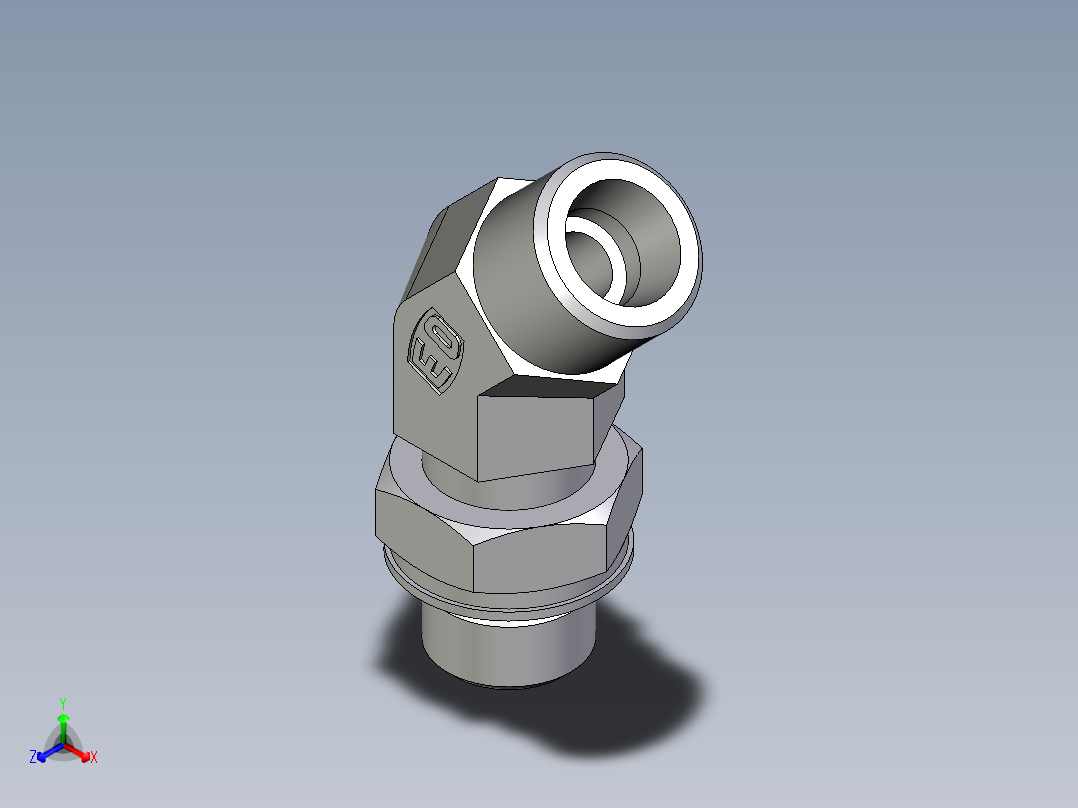 卡套式工业通用硬管接头EO_Adjustable_locknut_45_deg_elbow_VEE10SMOROMDCF主视图