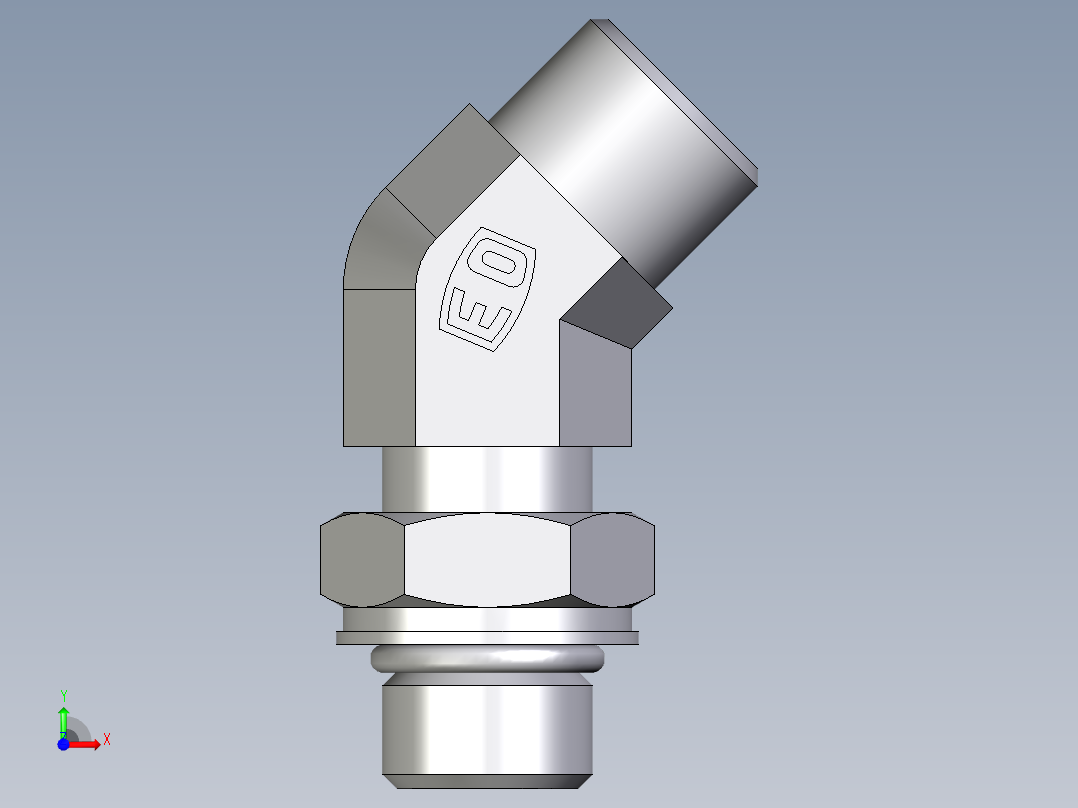 卡套式工业通用硬管接头EO_Adjustable_locknut_45_deg_elbow_VEE10SMOROMDCF前视图