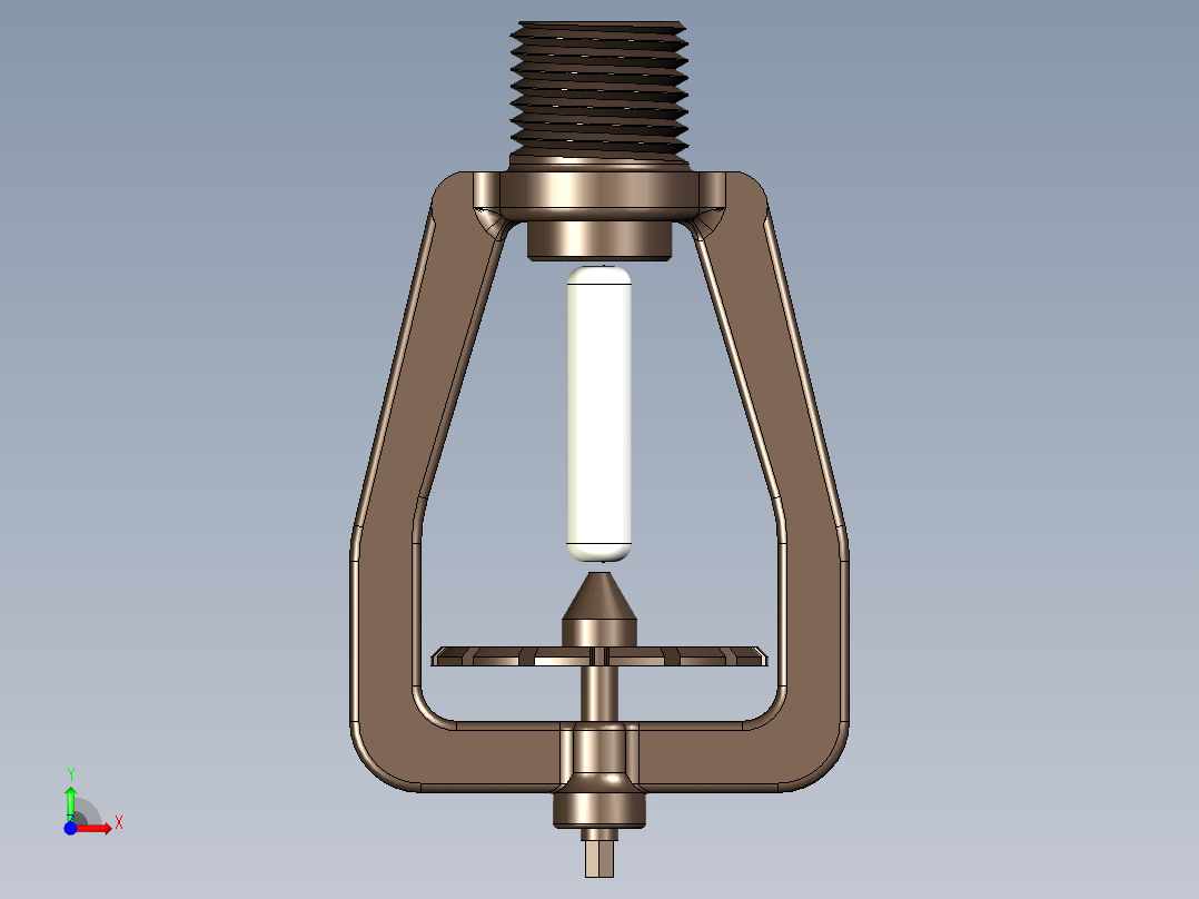 带有热敏玻璃灯泡的消防喷头前视图