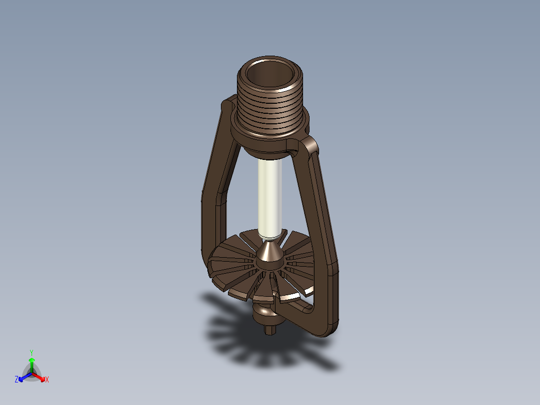 带有热敏玻璃灯泡的消防喷头正等轴测图