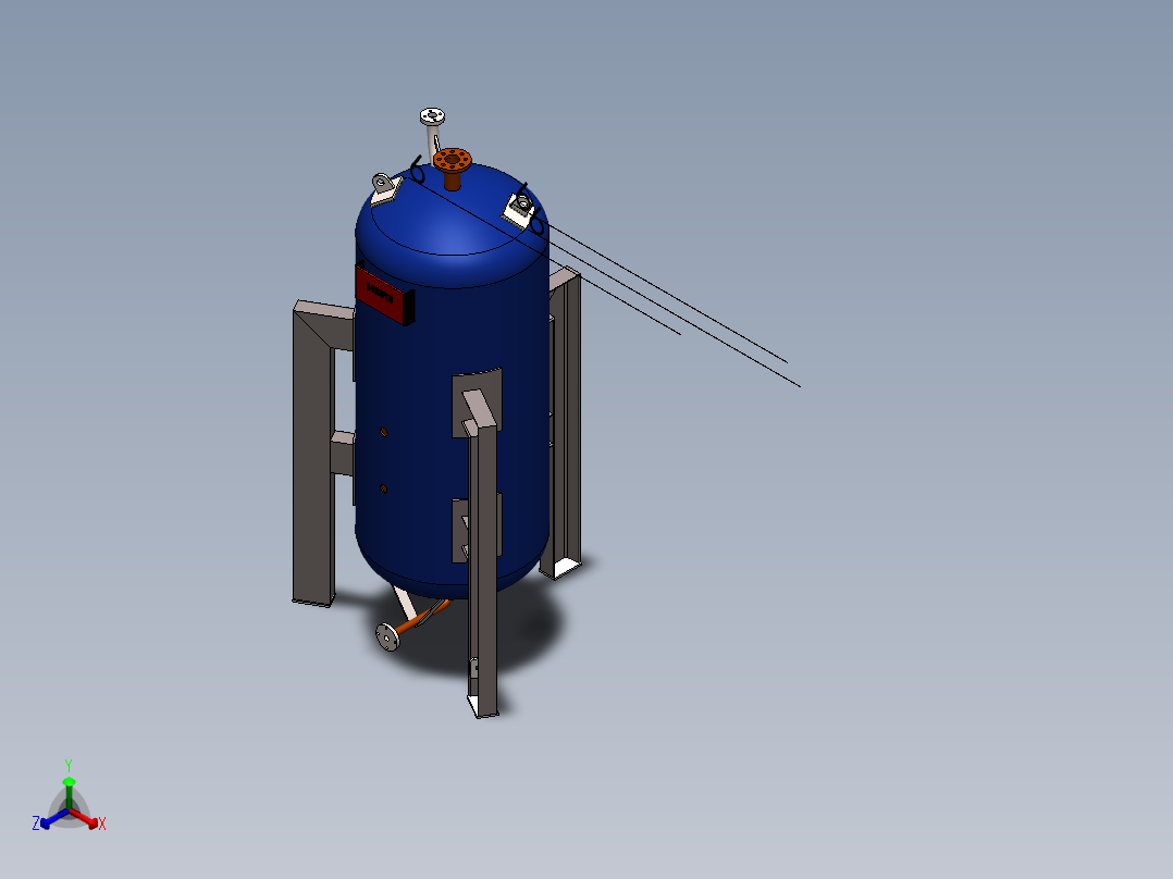 立式高压水箱模型正等轴测图