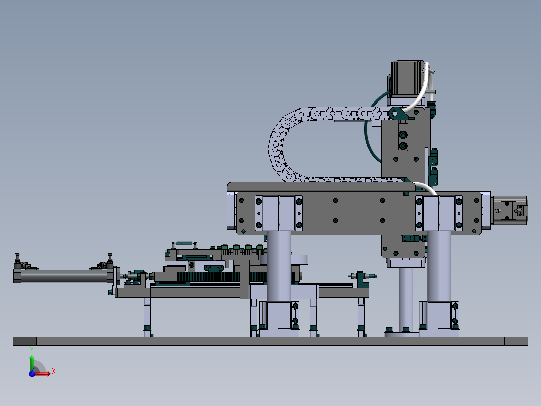 六工位直线等距&圆周等分互转机构前视图