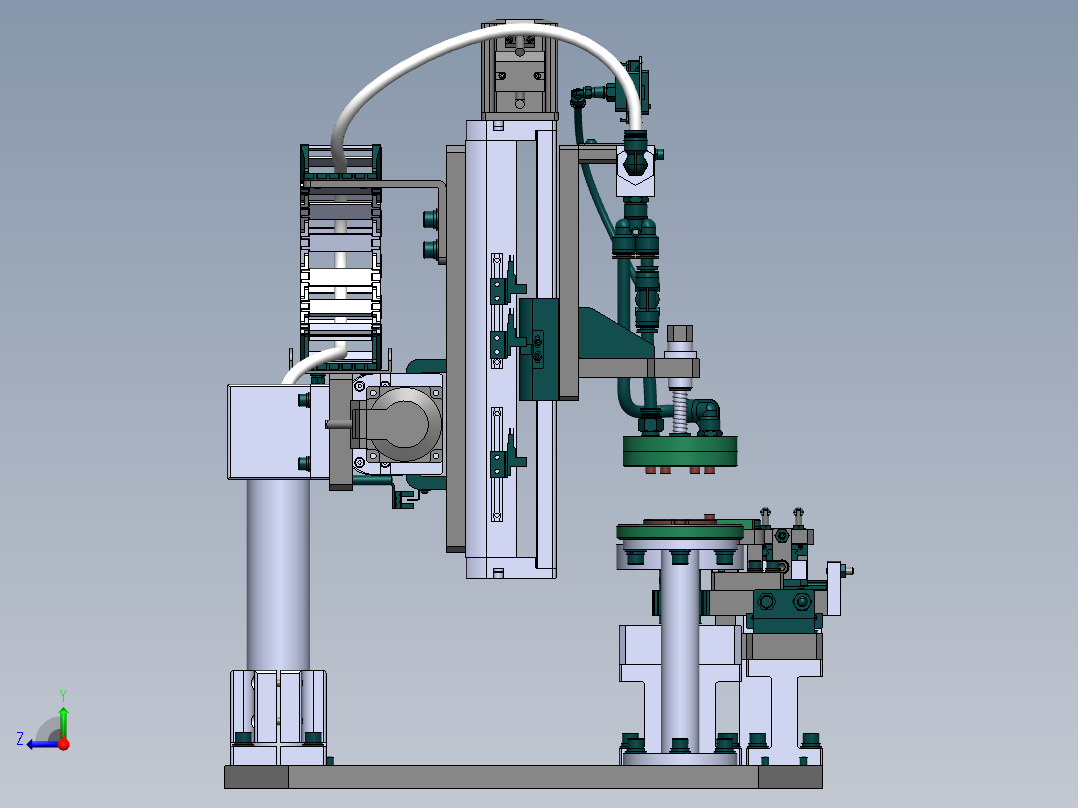六工位直线等距&圆周等分互转机构右视图