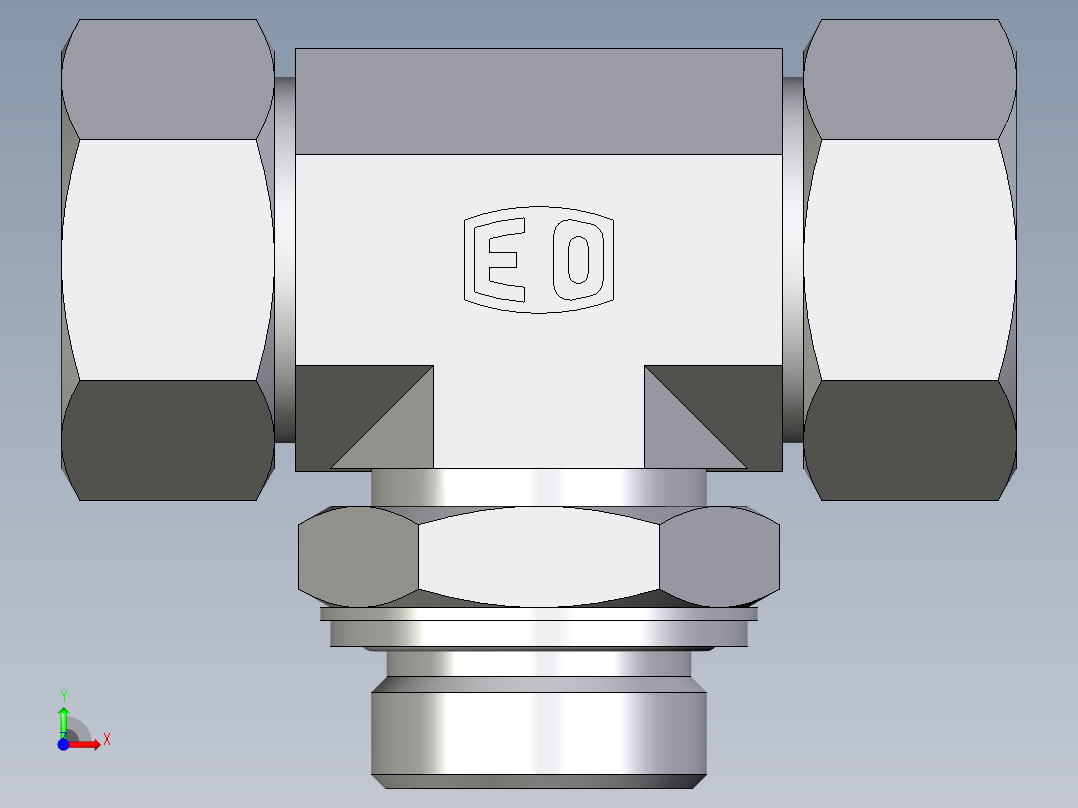 卡套式工业通用硬管接头EO_Adjustable_locknut_branch_tee_TEE28ZLMCF前视图