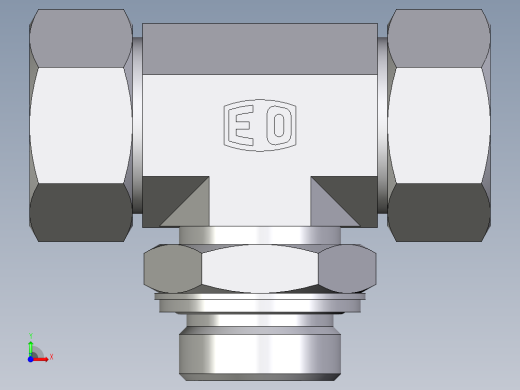卡套式工业通用硬管接头EO_Adjustable_locknut_branch_tee_TEE28ZLMCF前视缩略图