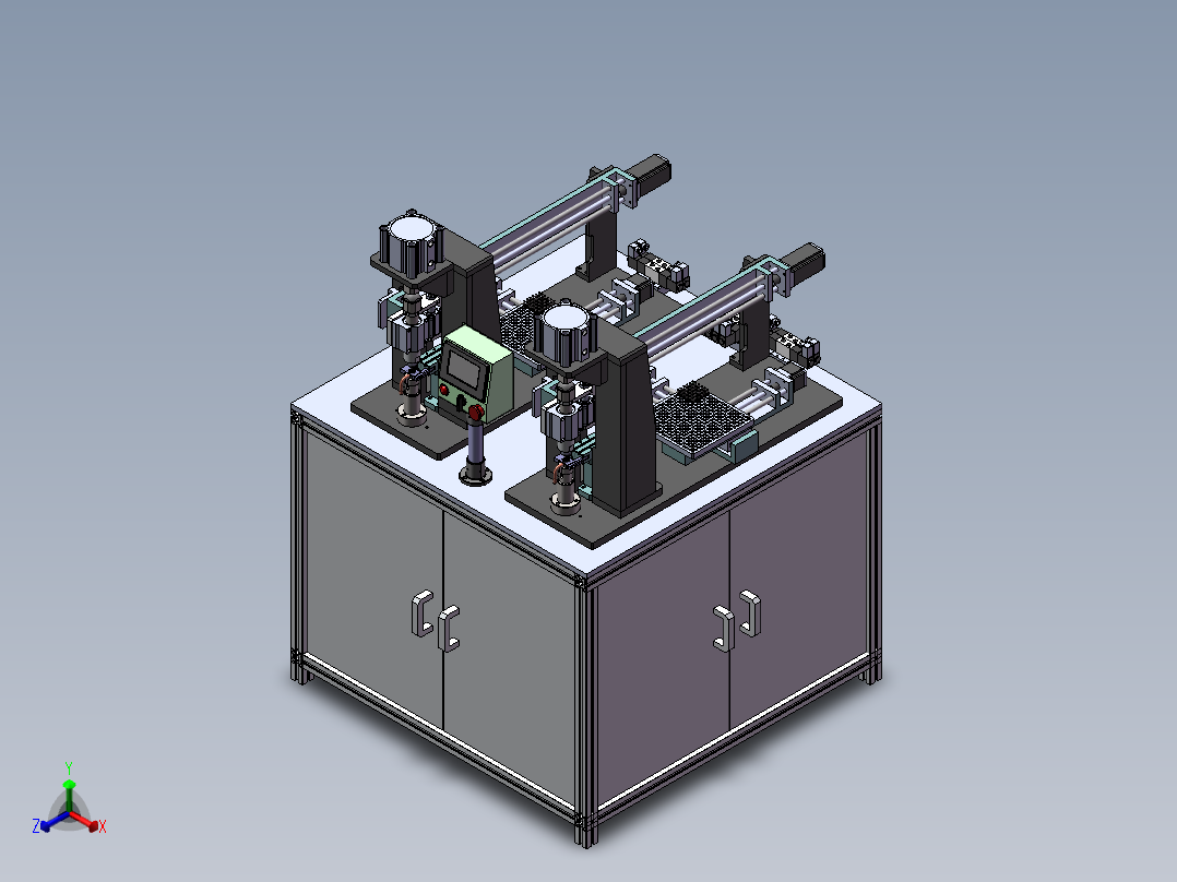 丝杆阀体双工位装配机sw18可编辑正等轴测图
