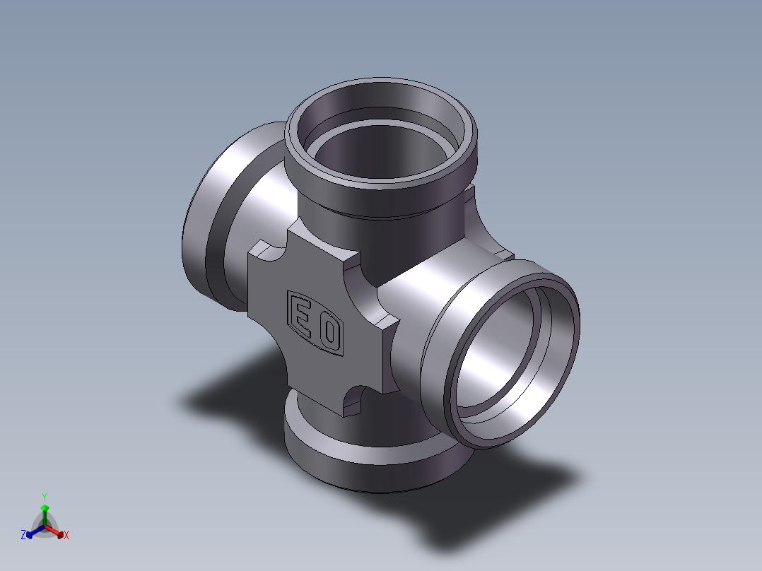 XC+XD 四通接头、XC-52正等轴测图