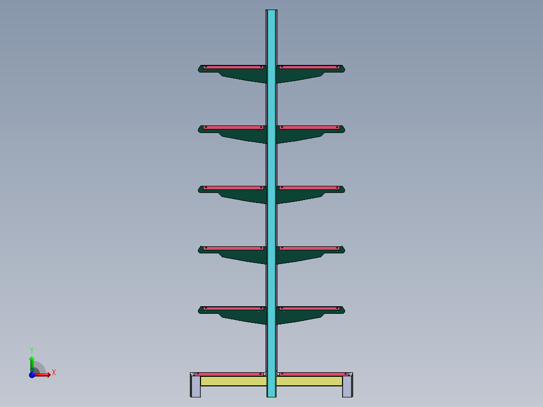 3 英尺 X 7 英尺中心架 v1前视图