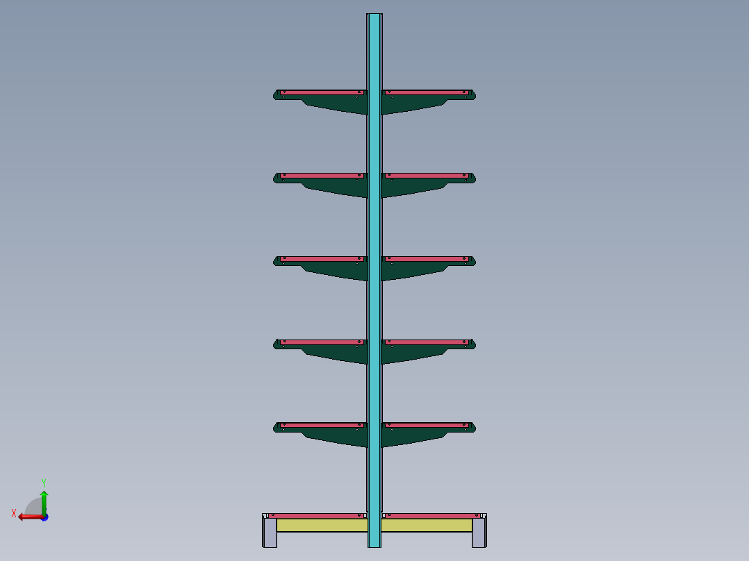 3 英尺 X 7 英尺中心架 v1后视图