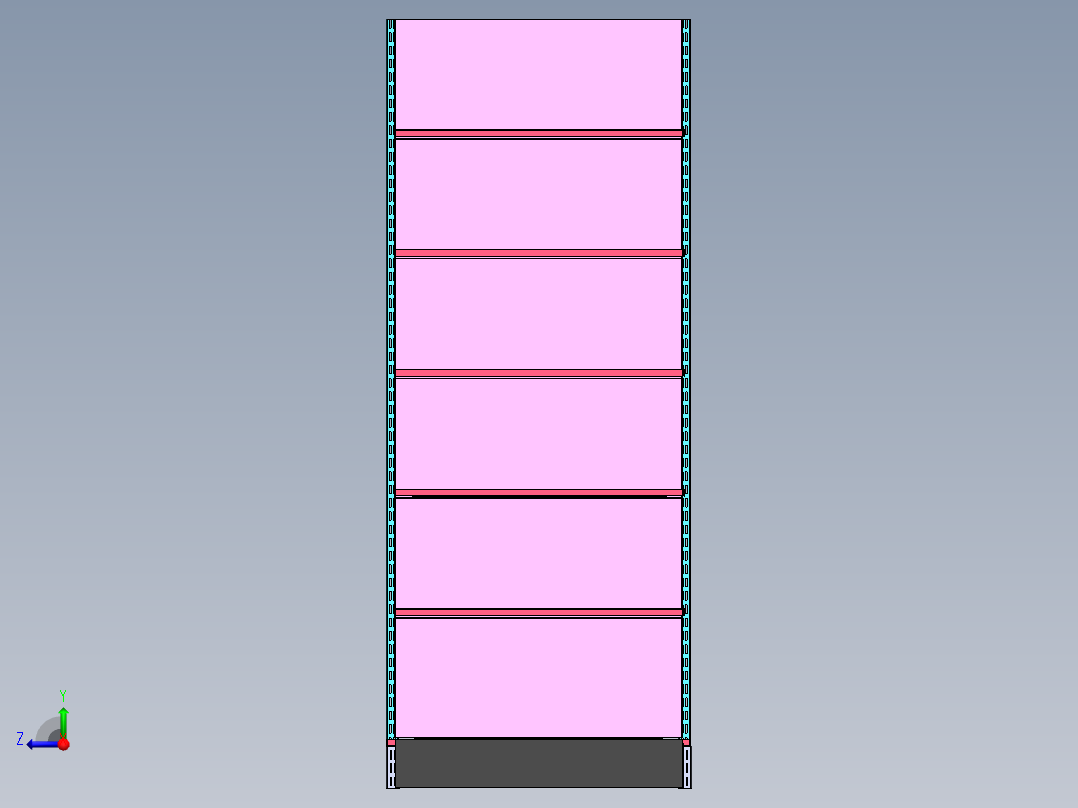 3 英尺 X 7 英尺中心架 v1右视图