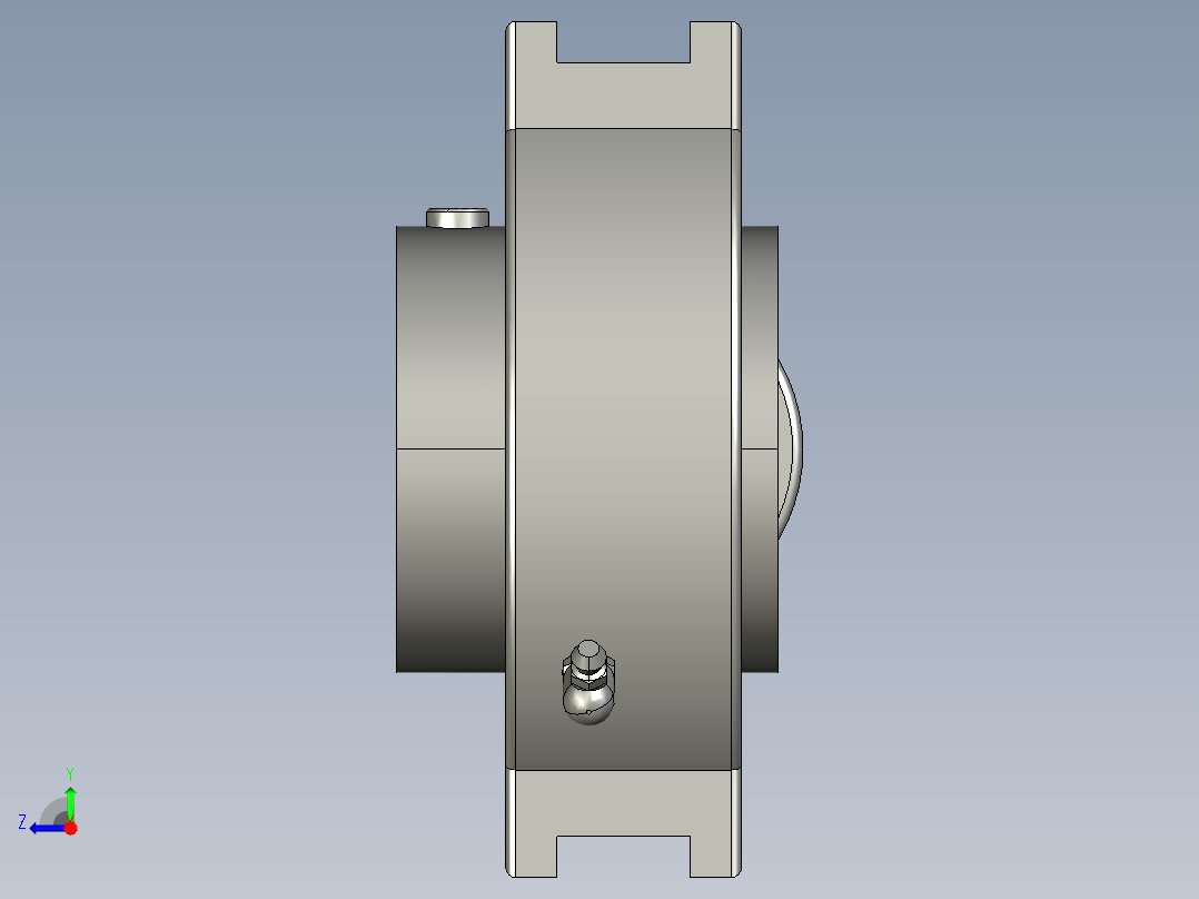 UCT214d70带滑块座外球面轴承右视图