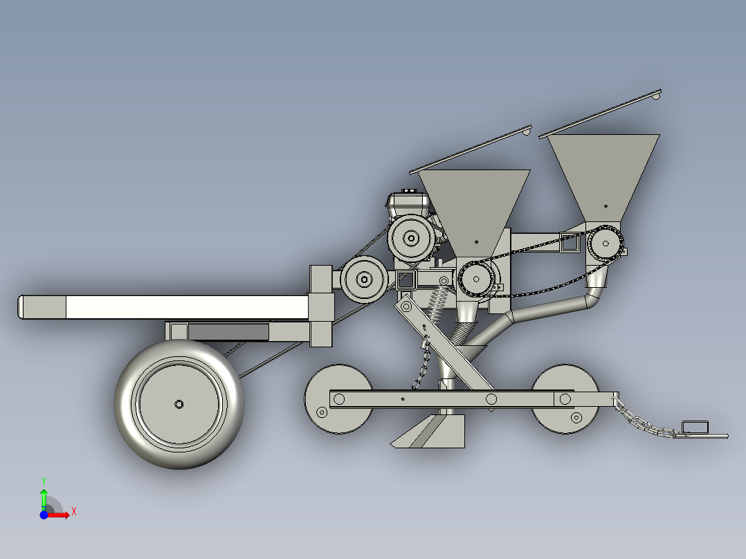 玉米大豆悬浮式玉米播种机前视图