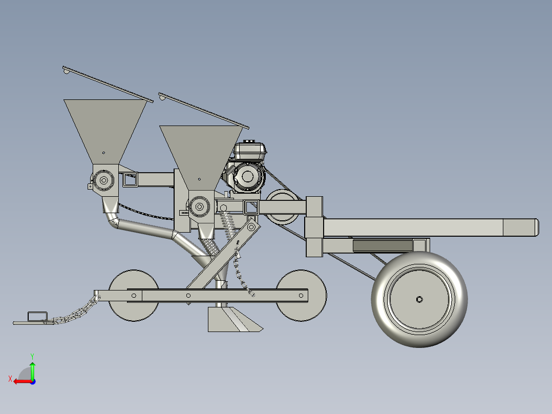 玉米大豆悬浮式玉米播种机后视图