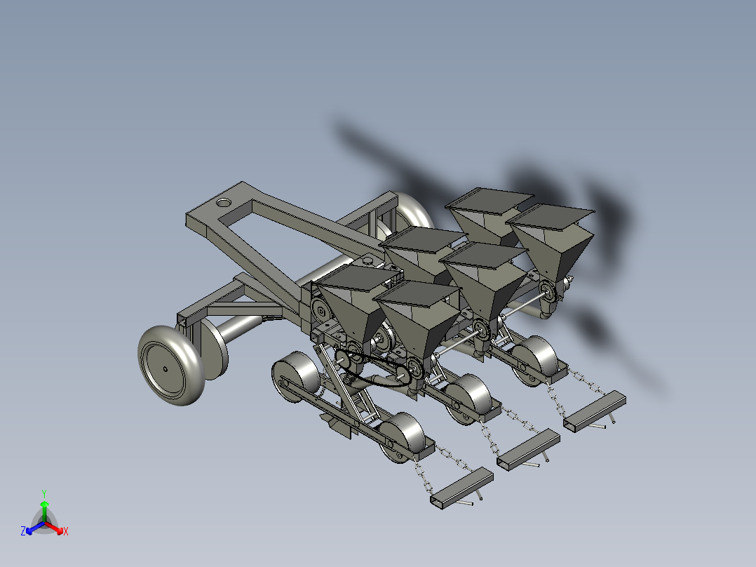 玉米大豆悬浮式玉米播种机正等轴测图