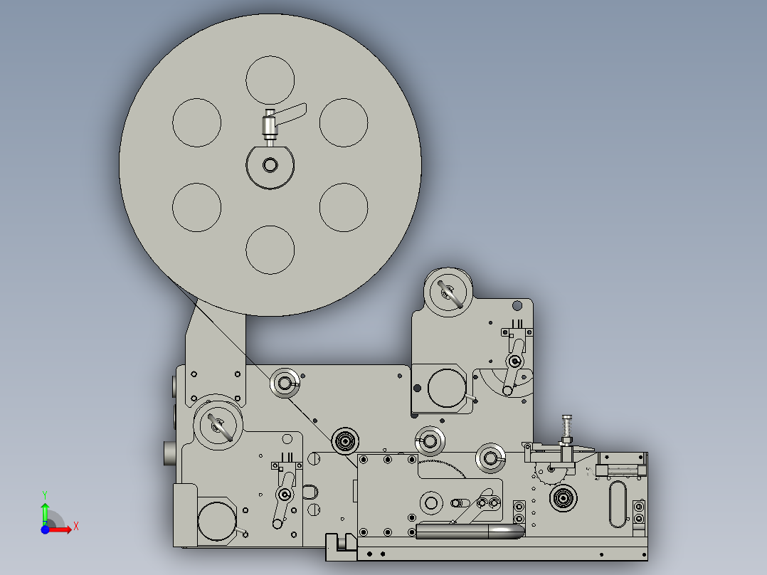包装用贴标机的出标装置前视图