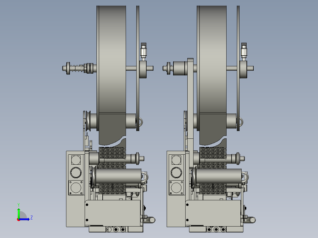 包装用贴标机的出标装置左视图