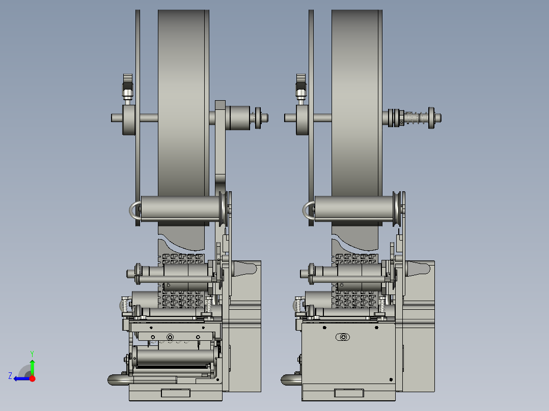 包装用贴标机的出标装置右视图